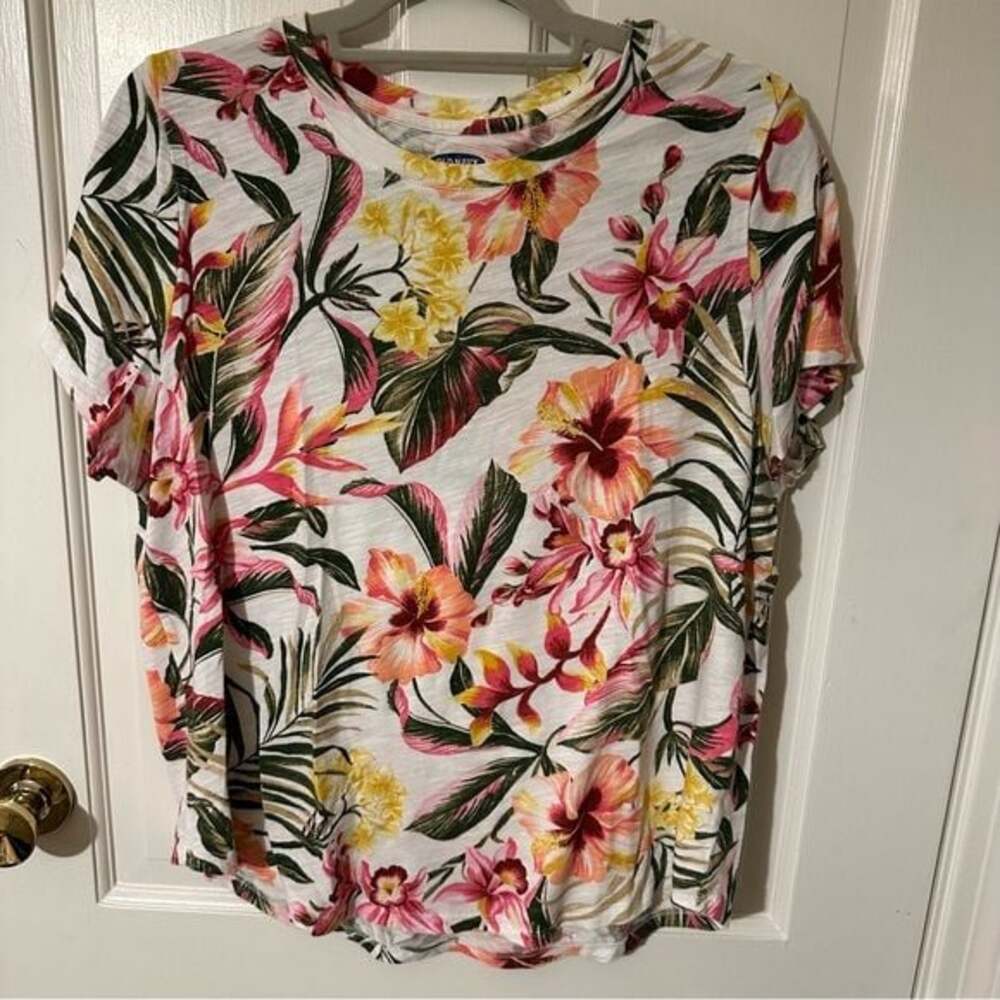 Old Navy Women’s Large Floral Hawaiian T-Shirt - Picture 1 of 4